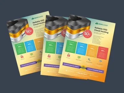 Cloud Hosting Server Flyer cloud flyer harddisk hosting print promo server