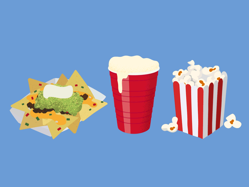 Stadium Food after effects animation beer food illustrator nachos popcorn tv