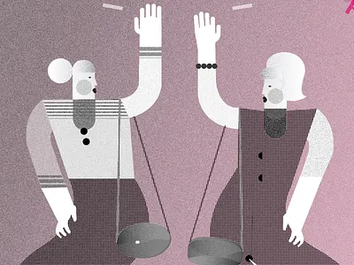 Warsaw girls #girlpower character design flat gradient icon illustration lights lines shape vector women