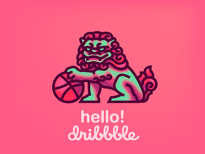 Hello Dribble chinese lion fu dog fu lion guardian icon komainu lion