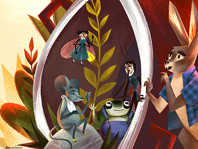 "Zunzarina palata" animal characterdesign digital drawing fly frog illustration mouse nature painting rabbit