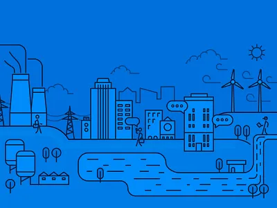 Energy ⚡️ city coal electricity energy gas generate illustration line utilityworkers vector