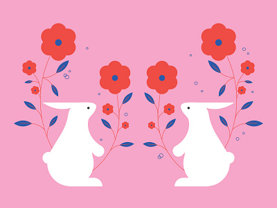 bunnies bunny floral flower leaves rabbit spring valentines valentines day