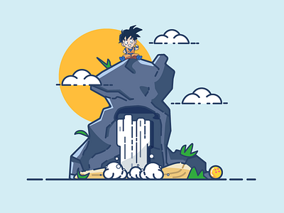 Gohan training on a mountain anime dbz doodle dragon ball dragonball gohan illustration illustrator vector