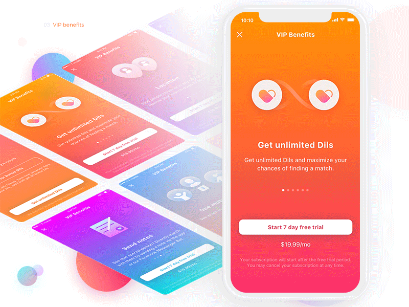Vip benefits color dating gradient ios vip