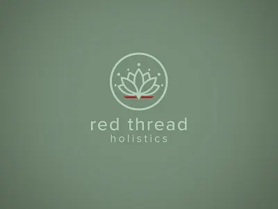 Red Thread Holistics Logo brand brand design dusty green flower green logo holistic logo design lotus red sage sage green thread