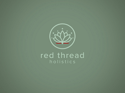 Red Thread Holistics Logo brand brand design dusty green flower green logo holistic logo design lotus red sage sage green thread