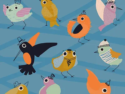 Birds with hats