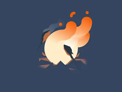Campfire Grillin 2d campfire flat gradients illustrator vectorart