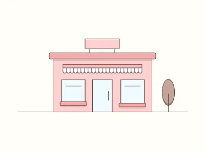 Shop debut flat line drawing shop vector