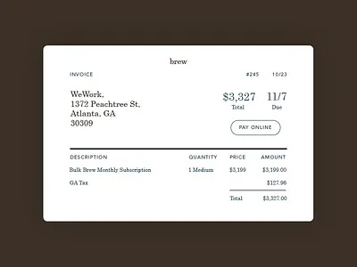 Daily UI #046: Invoice. dailyui invoice typography