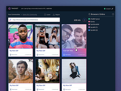 Experimental Distributed Web GIF App Community Page experimental layout web app