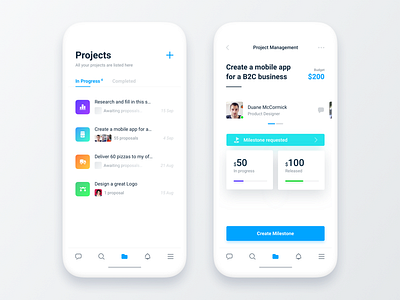 Project Management - Freelancer® app clean flat freelancer ios management minimal mobile project ux