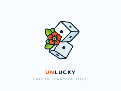 Dices, Luck and Flowers dice flower icon illustration jerry one outline rose sailor tattoo unlucky luck