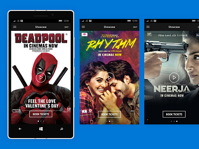 BookMyShow UWP – Showcase bookmyshow case study portfolio presentation showcase ui uwp ux walkthrough windows 10