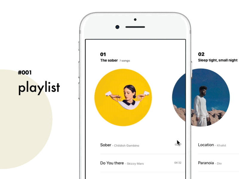 #001 Playlist framer gif gui music playlist prototype