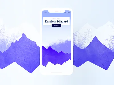 Intro screen app blue dailyui graphic interface ios iphone mountain mountains snow ui