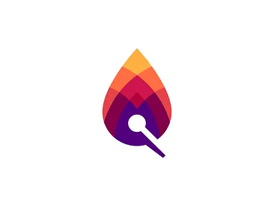 Match Light colorful creative design flame graphic design identity light logo icon match negative space