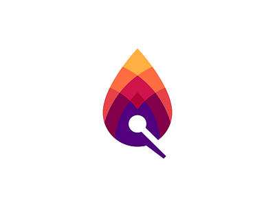 Match Light colorful creative design flame graphic design identity light logo icon match negative space