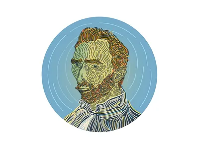 Portrait of Vincent van Gogh design digital drawing illustration portrait van goh