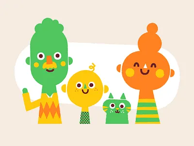 Family cat family fun group illustration kids man patswerk portrait vector woman