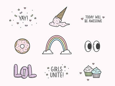 PreSpring Stickers icons illustration pink spring stickers