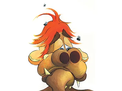 Waiting acrylic paint children illustration