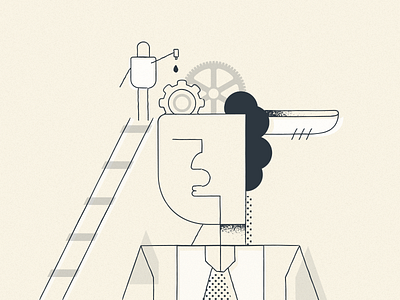 Oil your brain brain character human illustration ladder oil rethink thinking