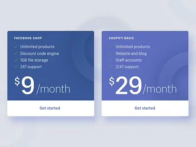 Pricing Table – Facebook Shop circles facebook gradients price pricing pricing table purple shopify table web