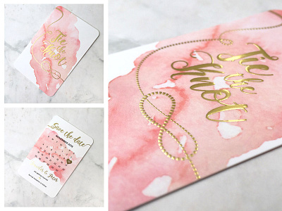 Save the date prints card foil gold ink invite love photography print typography watercolour wedding