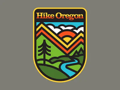 The Oregon Trail adventure apparel badge design flat hiking icon logo nature oregon outdoors