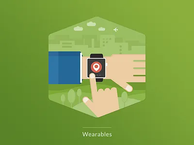 Wearables city green hand illustration location smartwatch wearables