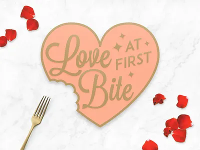 Valentine Promo Creative badge food heart lockup logo marketing pin valentine valentines day wordmark