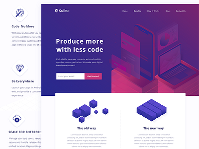 IT website app code computer header isometric it purple statistics website