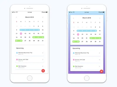 Calendar App calendar clean color colour dailyui design schedule simple ui visualdesign white