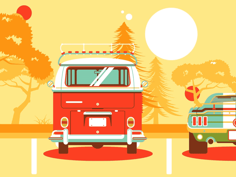 Engage Your Rage Playoff (This Guy) car ford mustang gif illustration playoff suv trees vw van