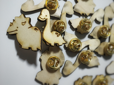 Dino Pins dino dinosaurs lasercut pins wood