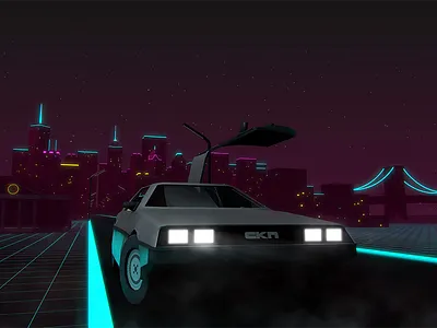 Portfolio Illustration delorean neon outrun portfolio retro retrowave synthwave