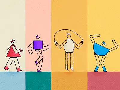 #MoveWithHeart Character Lineup 2d animation character animation character design dance exercise jump rope motion graphic design