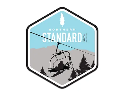 Hittin the Slopes - Northern Standard illustration lift silhouette snowboarder sticker