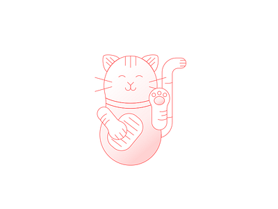 Chinese lucky cat cat chinese draw illustration lines lucky red