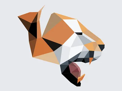 Tiger art black gray illustration low poly orange tiger