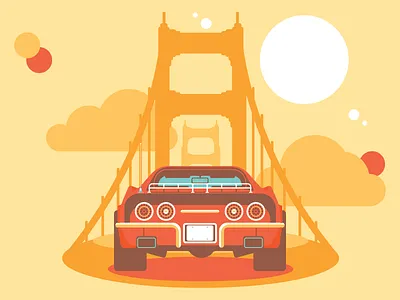 Coastal Road Trip bridge bumper car corvette drive illustration journey landscape road trip tail lights travel