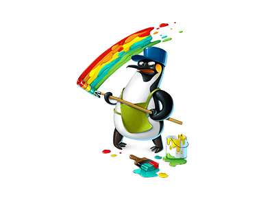 Penguin painter character character design concept art game design gamedev penguin ui winter