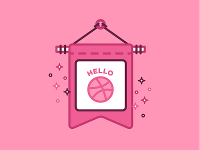 Hello Dribbble banner dribbble first shot flag