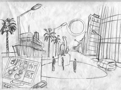 Santander rough paper pencil sketch