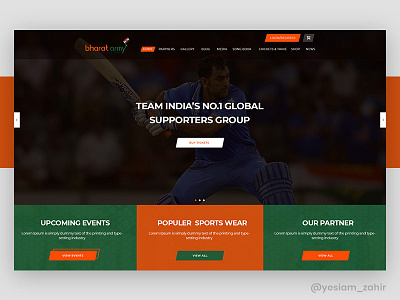 Bharat Army- Sport Agency Landing page hero landing layout parallax type ui web web design