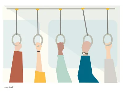 Subway 1 city holding illustration metro passengers rush hour subway