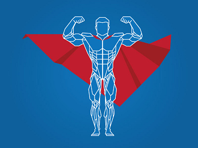 Supertrainer anatomy fitness illustration muscle sport superhero