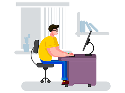 Programmer character design illustration man office programmer